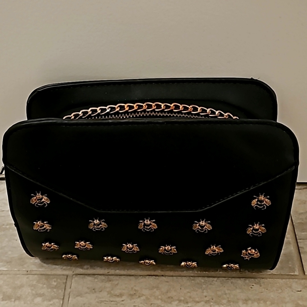 Pimkie Bee Studded Black Crossbody Bag